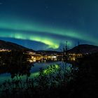 Northern lights over town