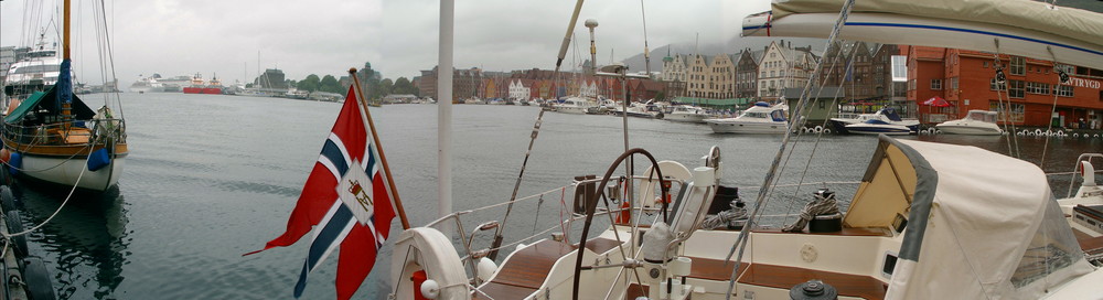 Norwegen 29 " PANORAMA VON BERGEN-HAFENANSICHT "