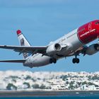 Norwegian B737 LN-NOW taking off from Lanzarote (Oct2013)