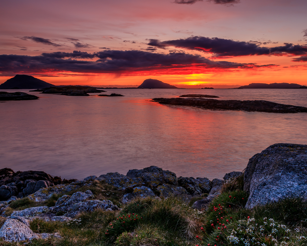 Norwegian coast and sunset