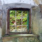 Nostalgie Fenster auf einem kleinen Haus in der Almbachklamm im Berchtesgadener Land