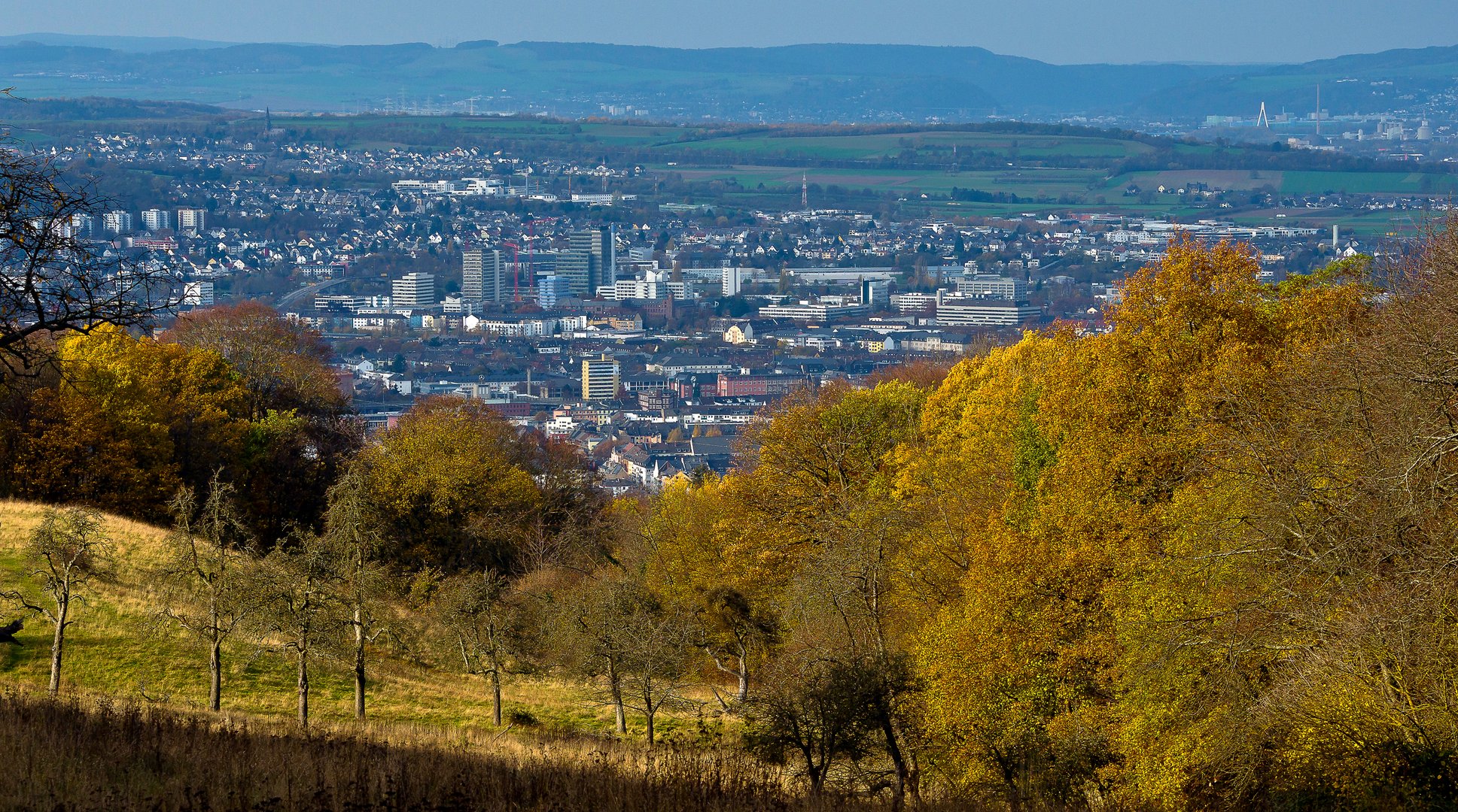 Novembertag, Blick von der Schmidtenhöhe über Koblenz