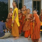 Novices in a monastery beside Mekong