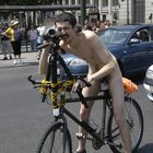 Nude photographer on a bycicle