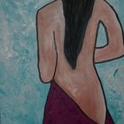 nude with purple towel