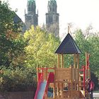 Nürnberg Spielplatz und Lorenzkirche