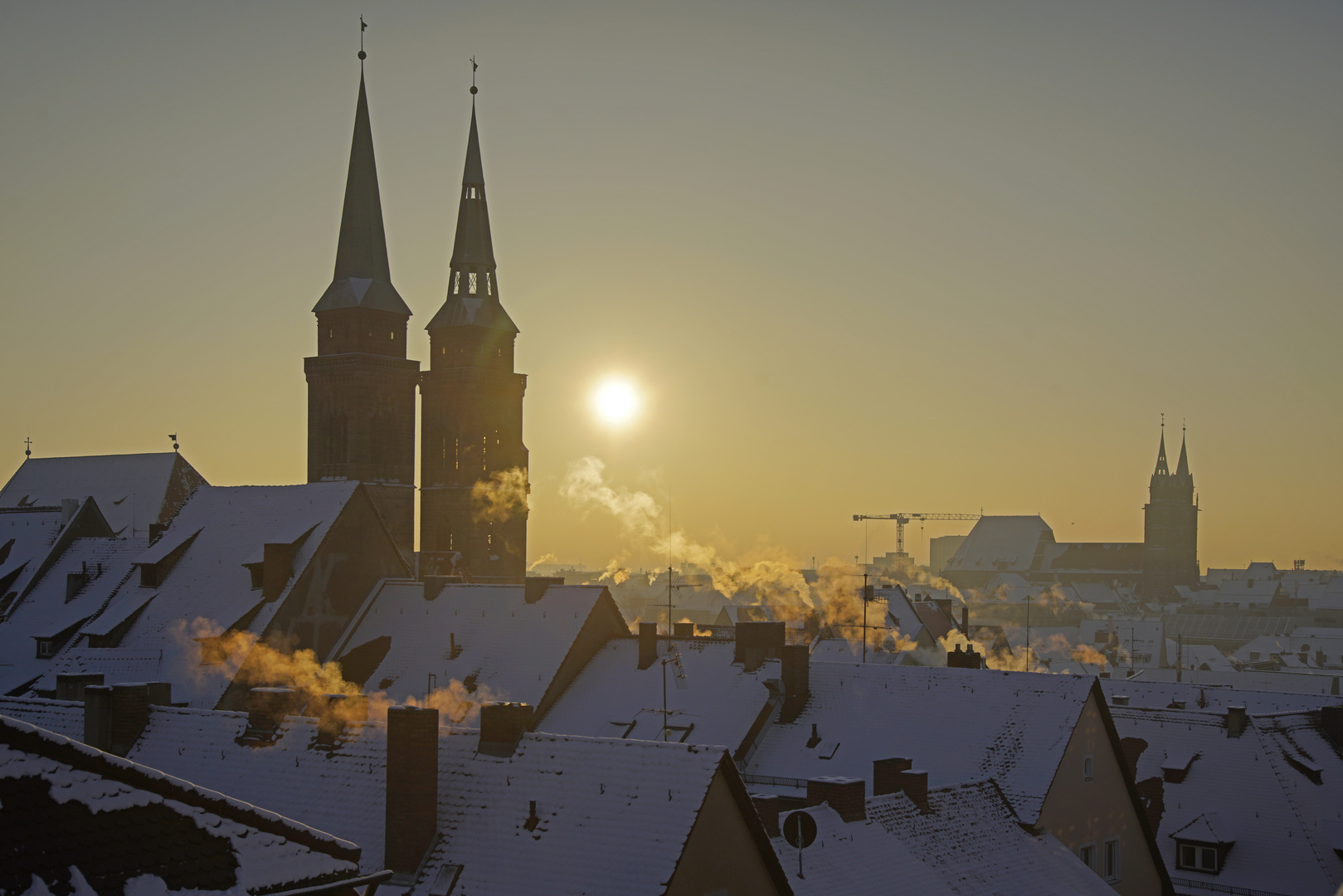 Nürnberger Altstadt am frostigen Morgen