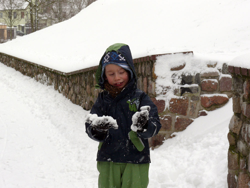 Nun sind die Handschuhe voller Schnee...