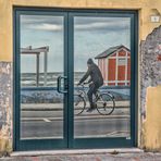 nur ein einzelner Radler war am Strand unterwegs