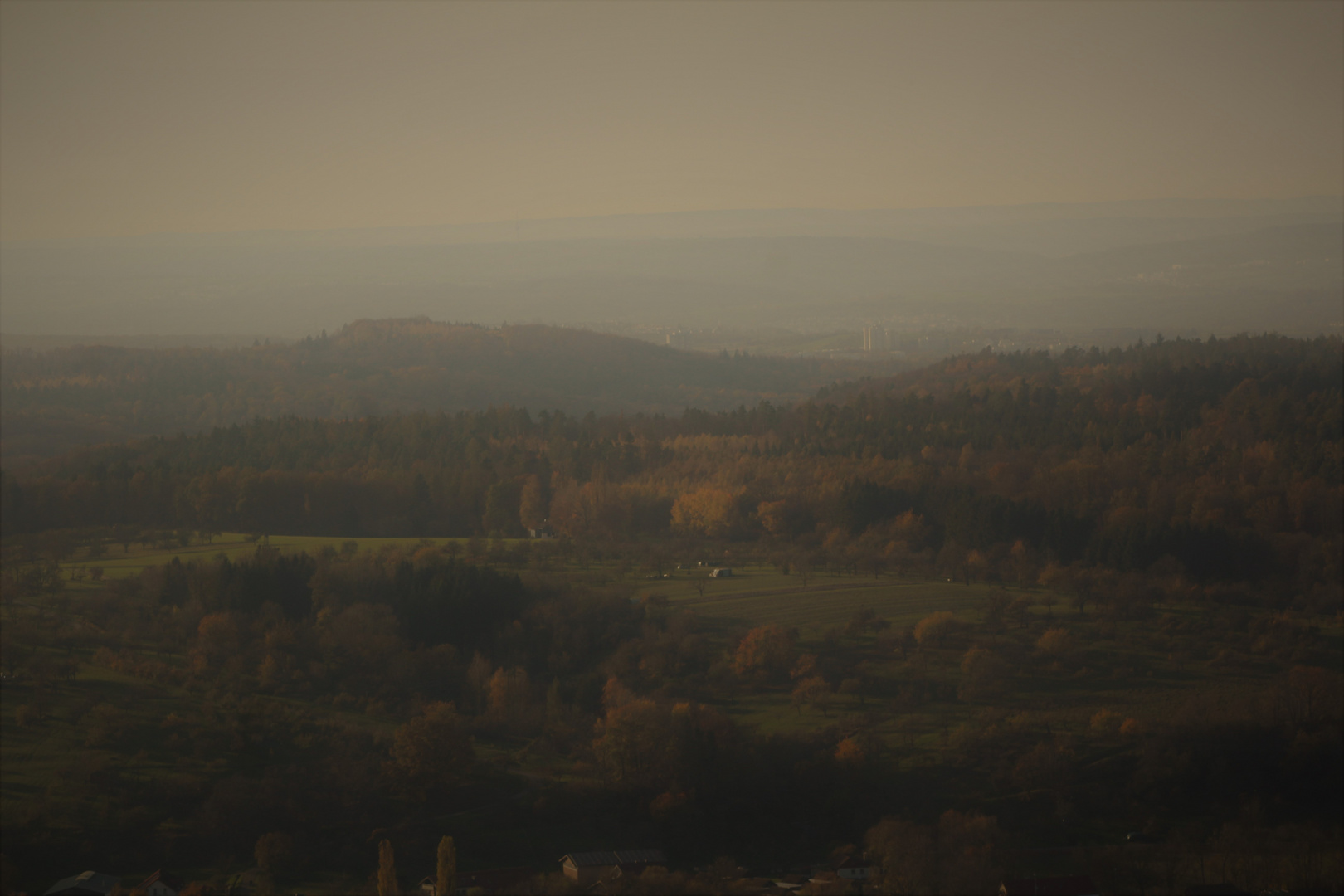 nur ein  Hauch von Landschaft im Herbstnebel