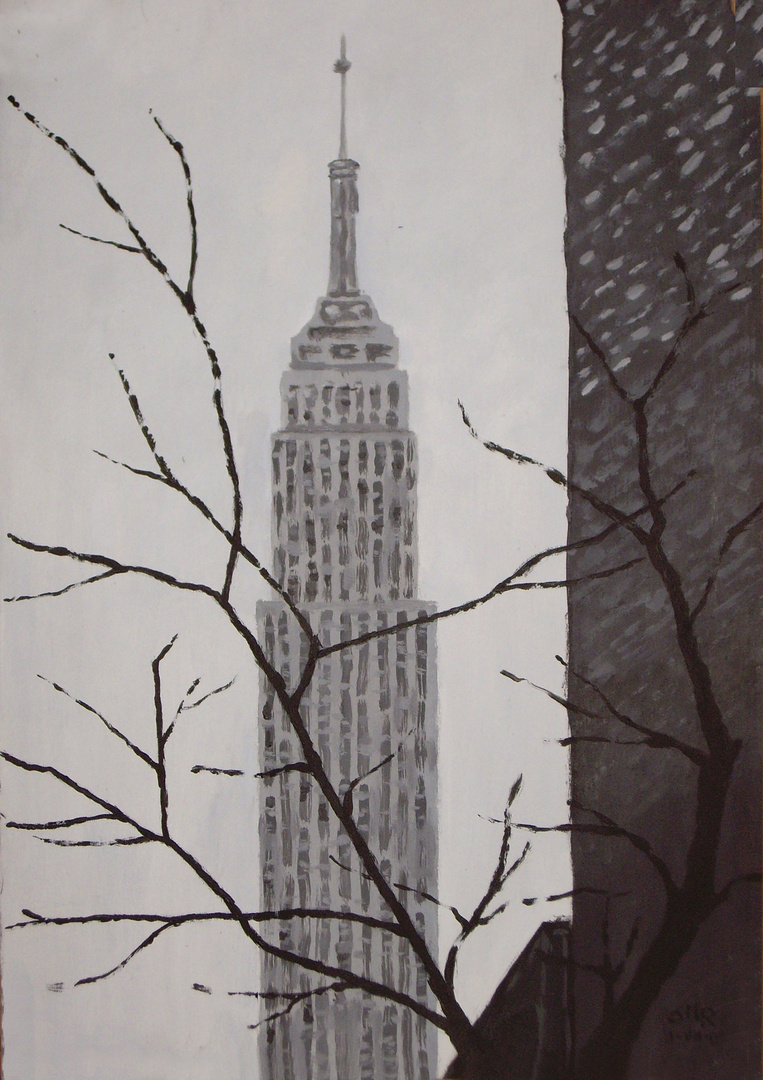 NY - Empire State - Acrylics on cardboard (July '09)