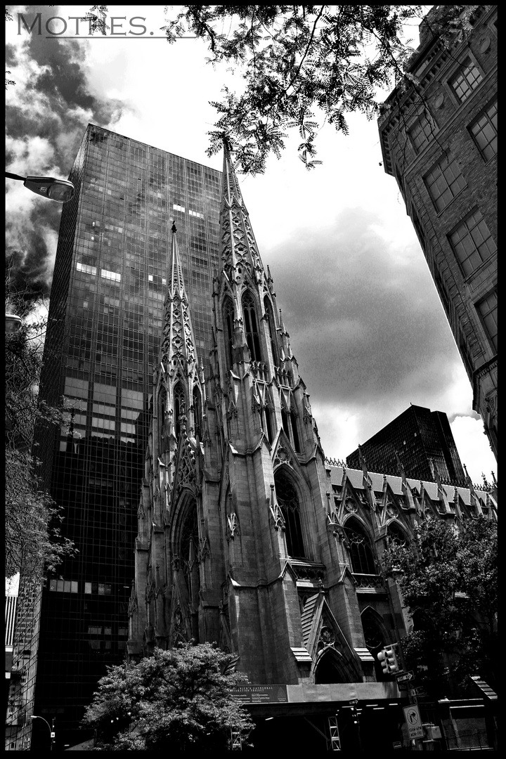 NYC - black and white - church