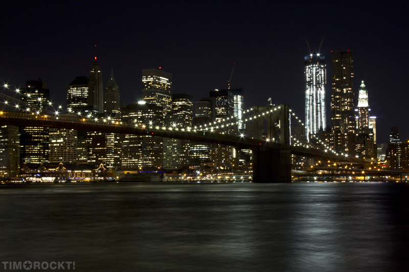 NYC Skyline At Night / Brooklyn Bridge