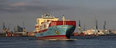 Nysted Maersk vor Hafen-Panorama