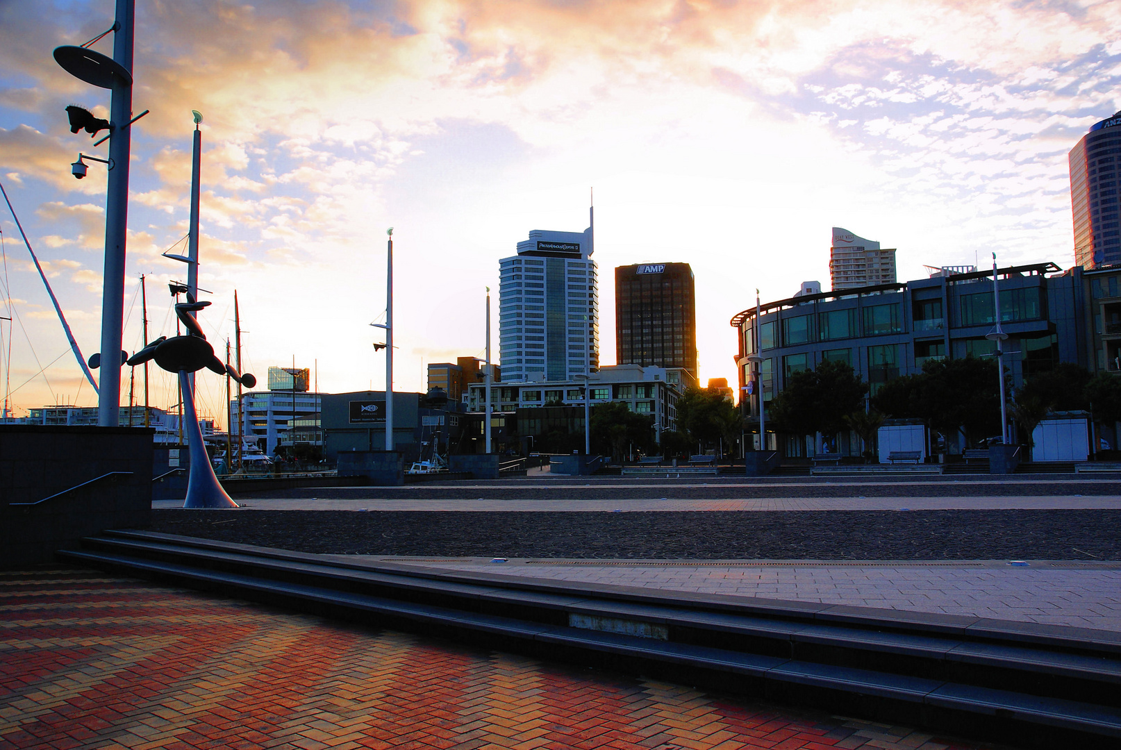 NZ Auckland Hafen früh am Morgen