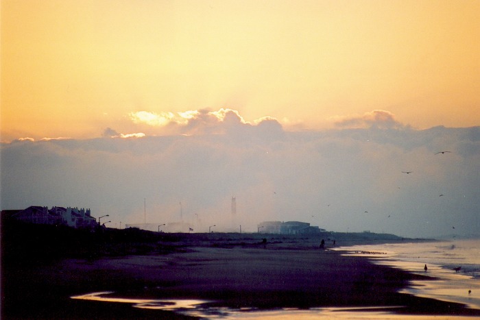 Oak Island Lighthouse in fog