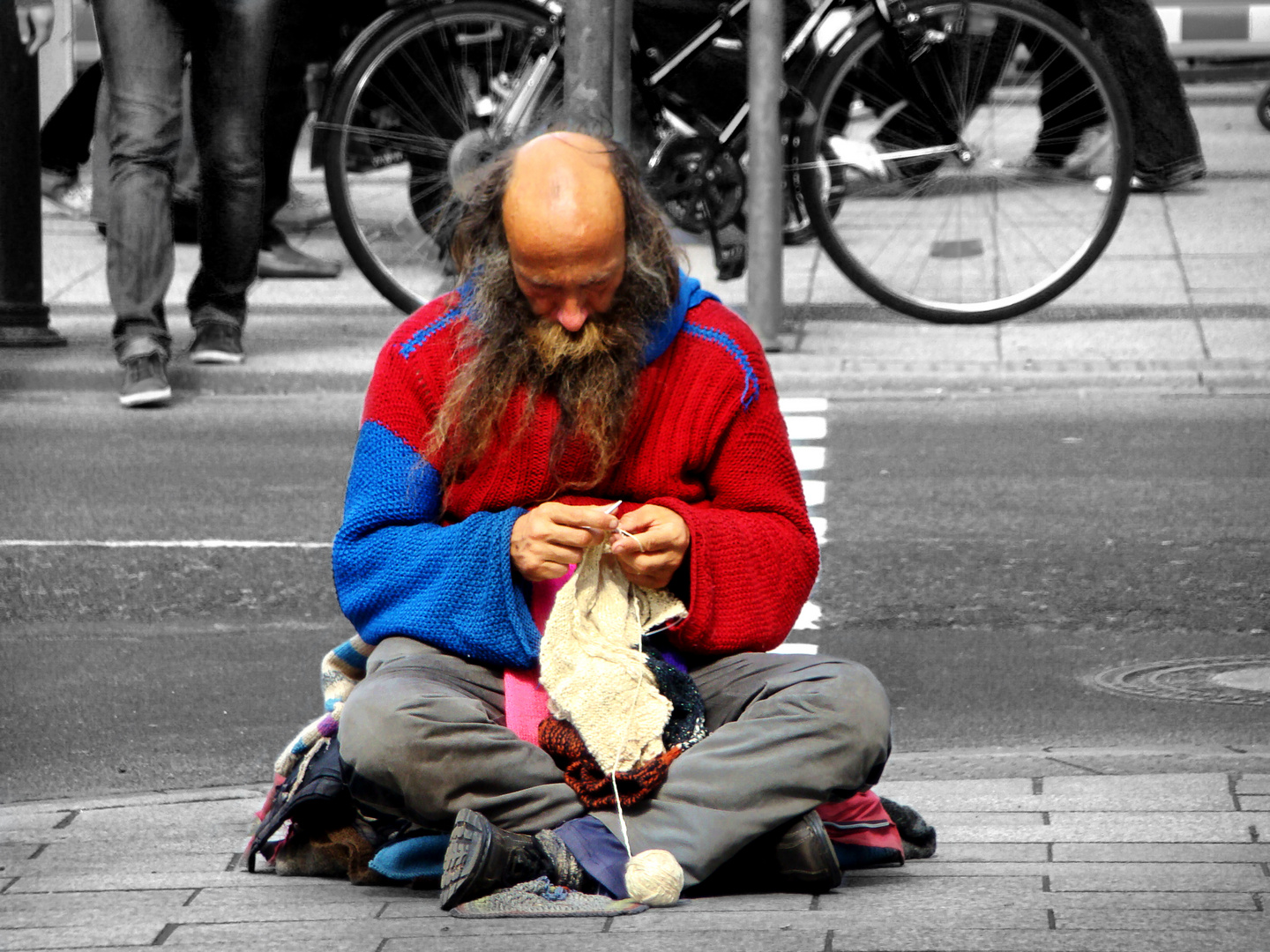 Obdachlos bei der Arbeit