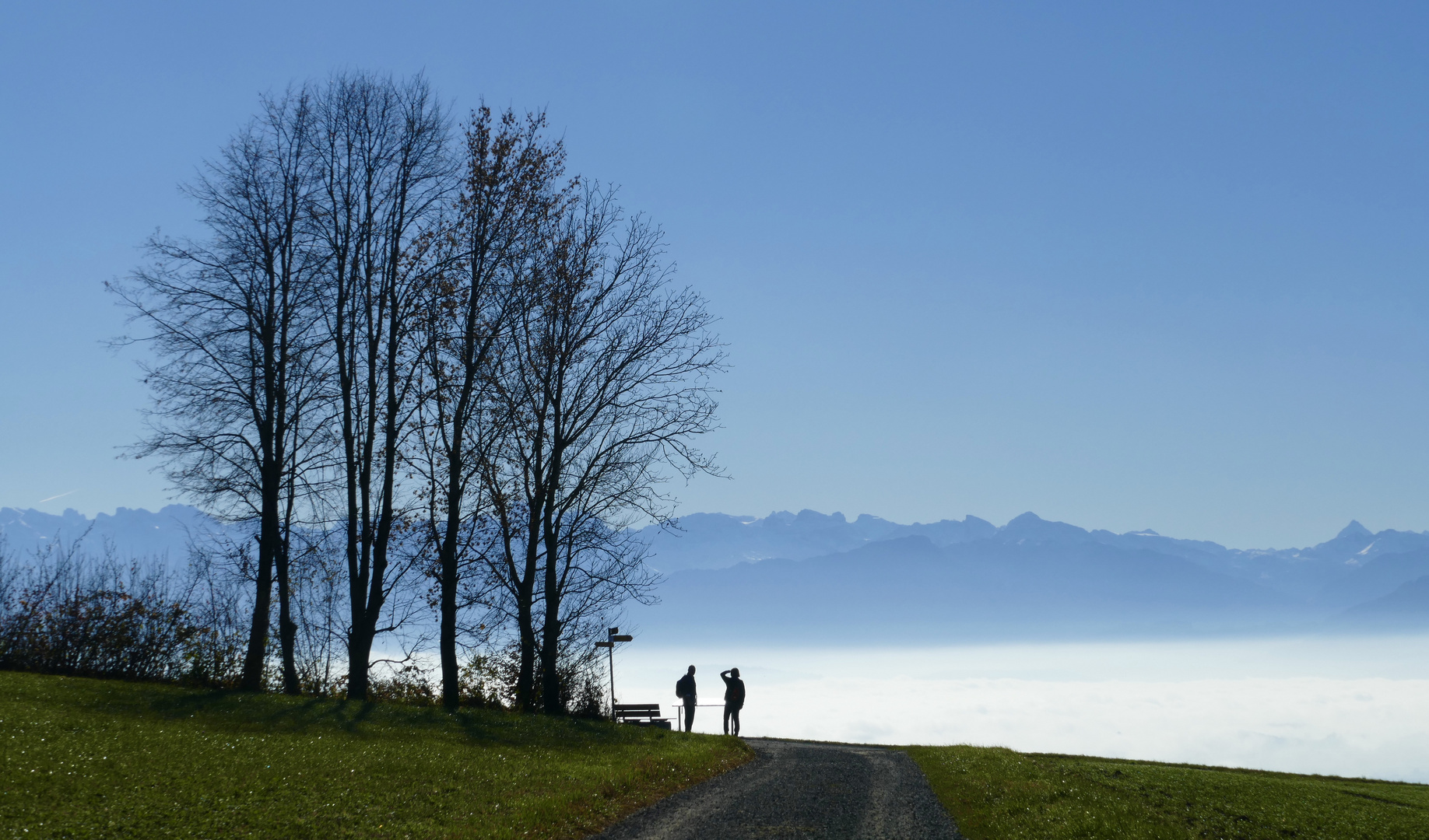 Oben blau, unten grau