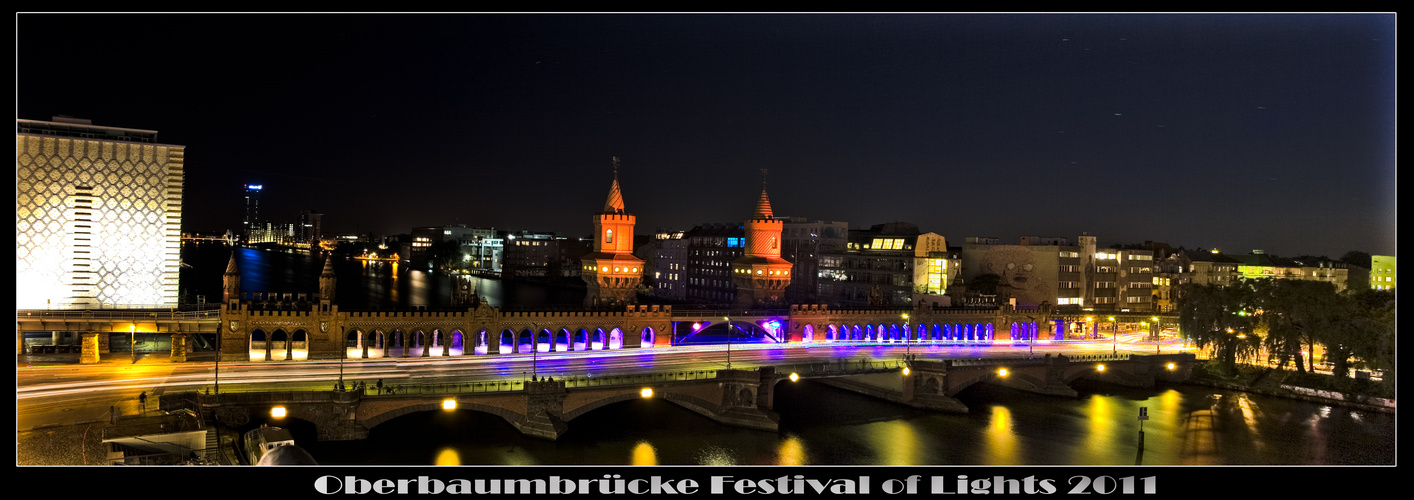 Oberbaumbrücke zu Festival of Lights Panorama