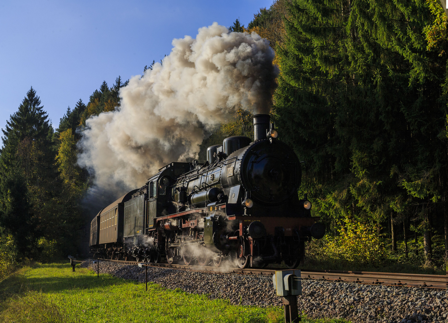 obere Wutachtalbahn: Einfahrt Grimmelshofen im Gegenlicht