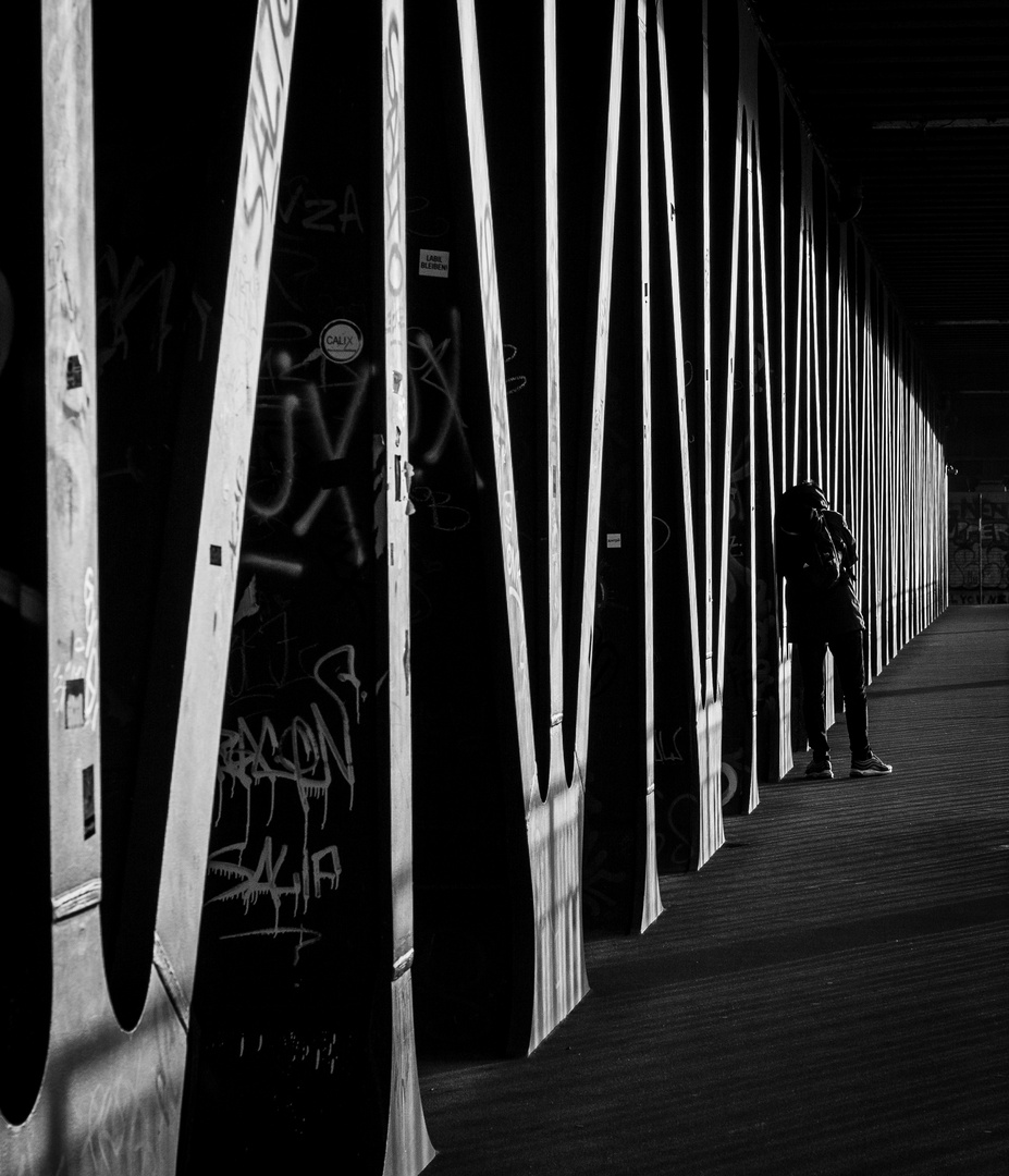 Oberhafenbrücke, Hamburg in Schwarzweiß 