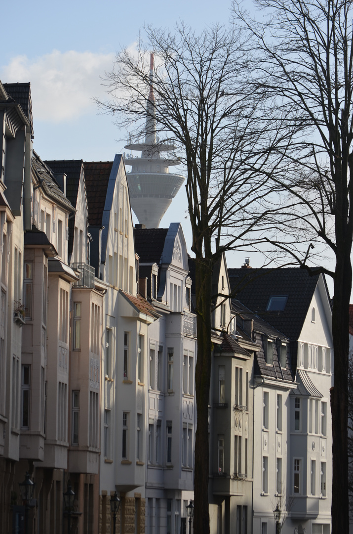 Oberkassel mit Blick auf den Fernsehturm