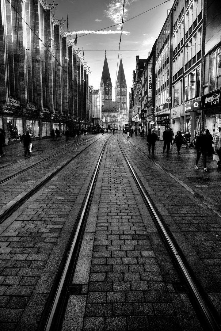 Obernstraße und St. Petri Dom, Bremen.