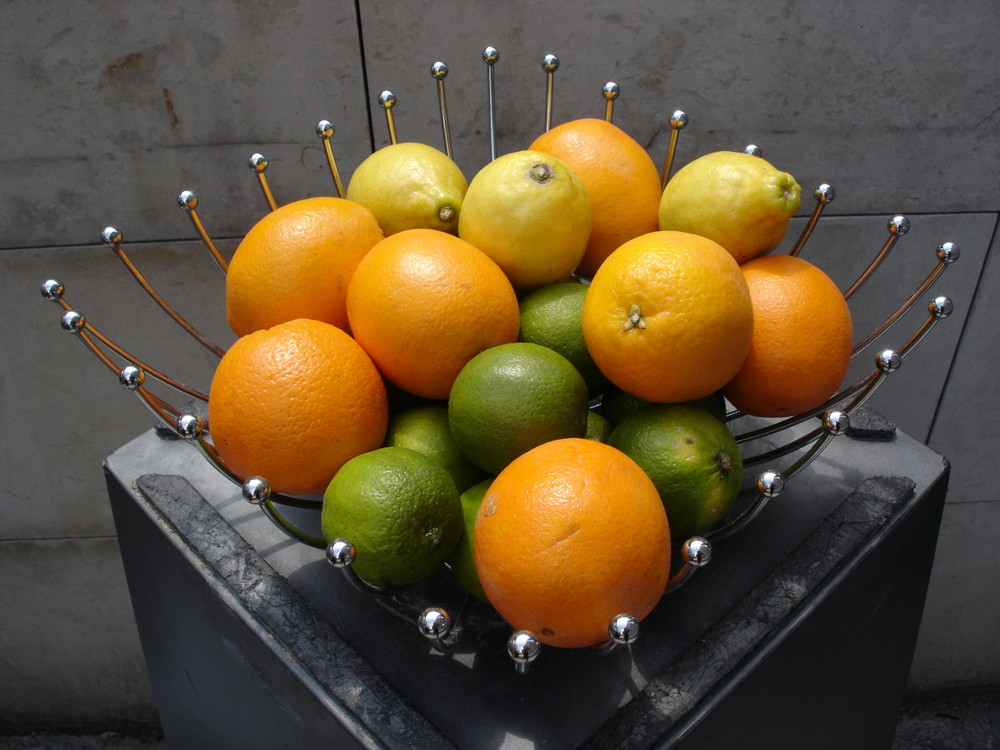 Obstkorb mit Orangen, Zitronen und Limetten