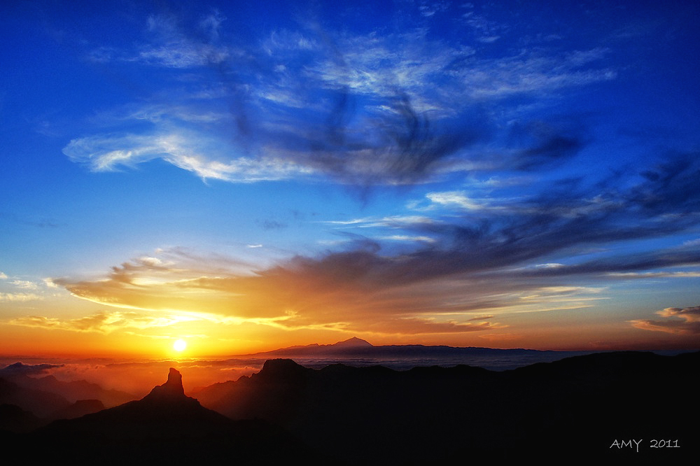 OCASO EN EL VALLE DE TEJEDA (GRAN CANARIA), Dedicada a A. NARANJO.