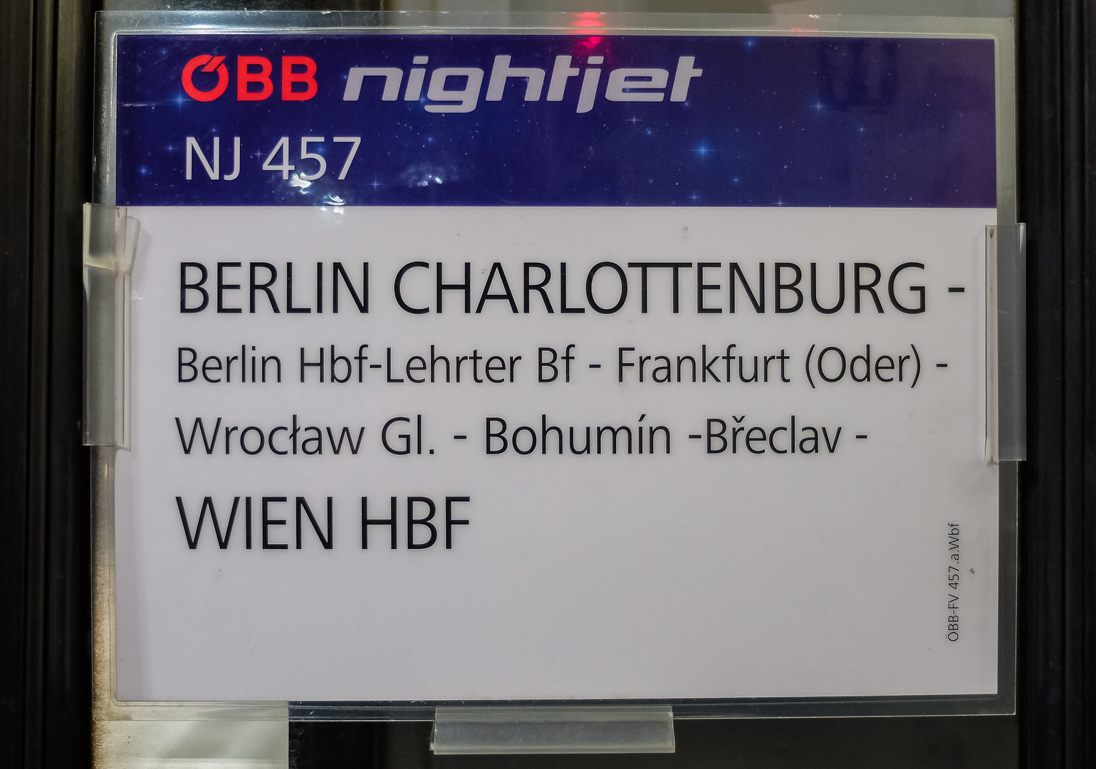 ÖBB-Nightjet-Zuglaufschild