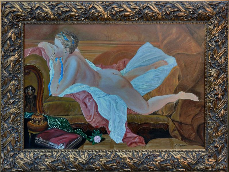 Ölgemälde, Ruhendes Mädchen - Francois Bucher -