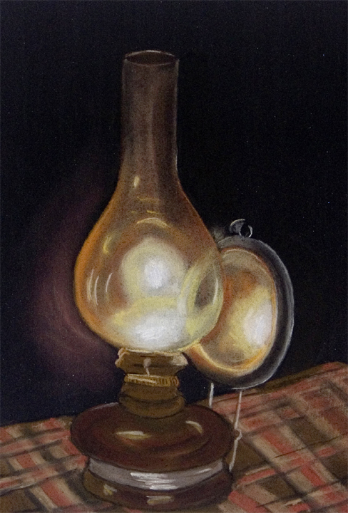 Öllampe in Pastell