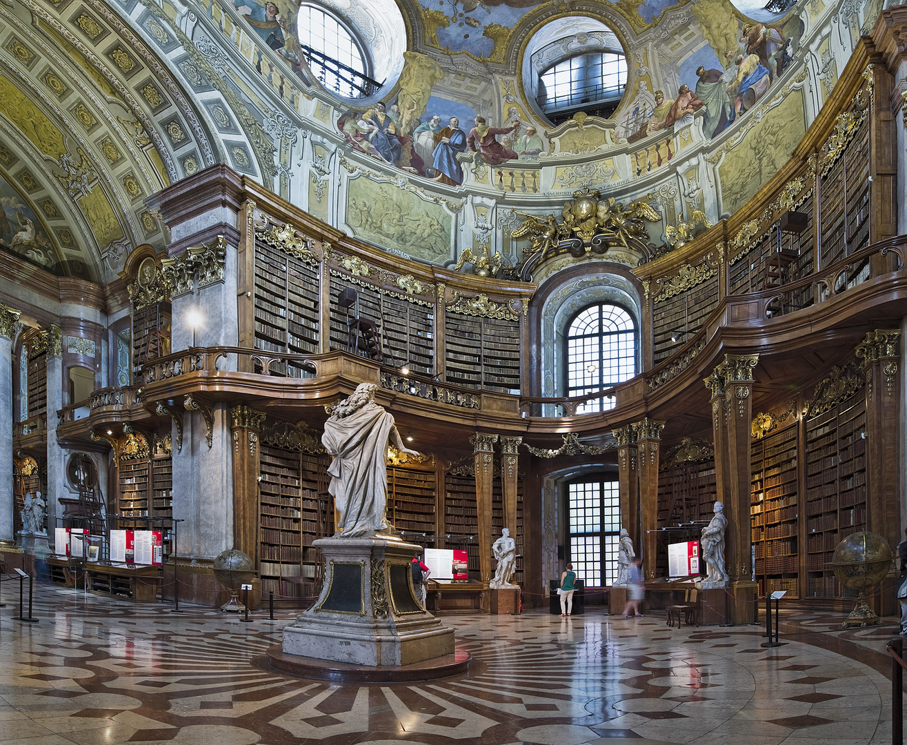 Österreichische Nationalbibliothek Wien Panorama Innenaufnahme