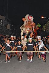 Ogoh ogoh dancing carrier on the Nyepi parade