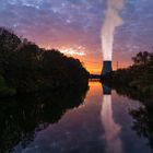 Ohu KKI1 auch ISAR2 genannt in Landshut bei Sonnenuntergang