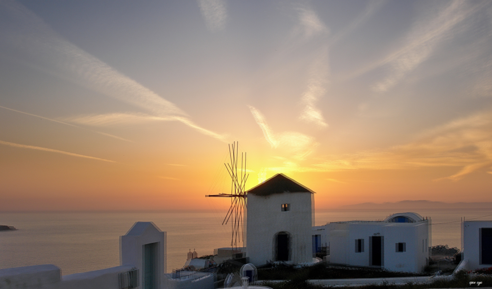 Oia Windmühle Santorin - 3D Interlaced 