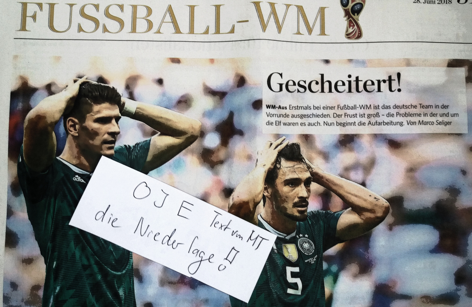 OJE NIEDERLAGE ein Fussballtext von MT +Rio