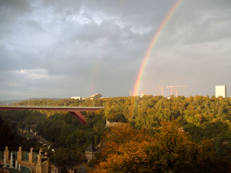 Oktober, Luxemburg, Regenbogen, Charlottenbrücke