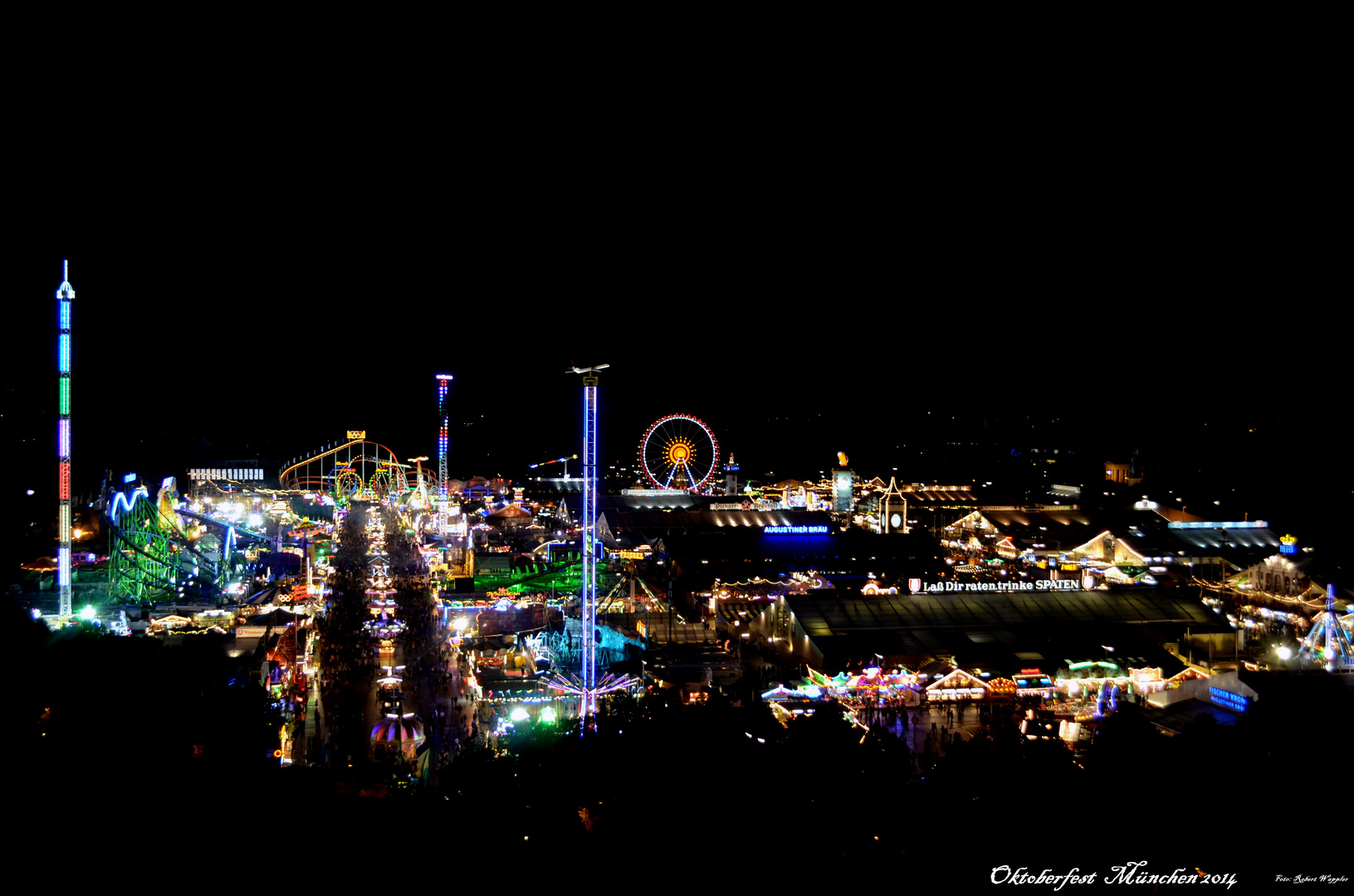 Oktoberfest München ( Wiesen ) bei Nacht