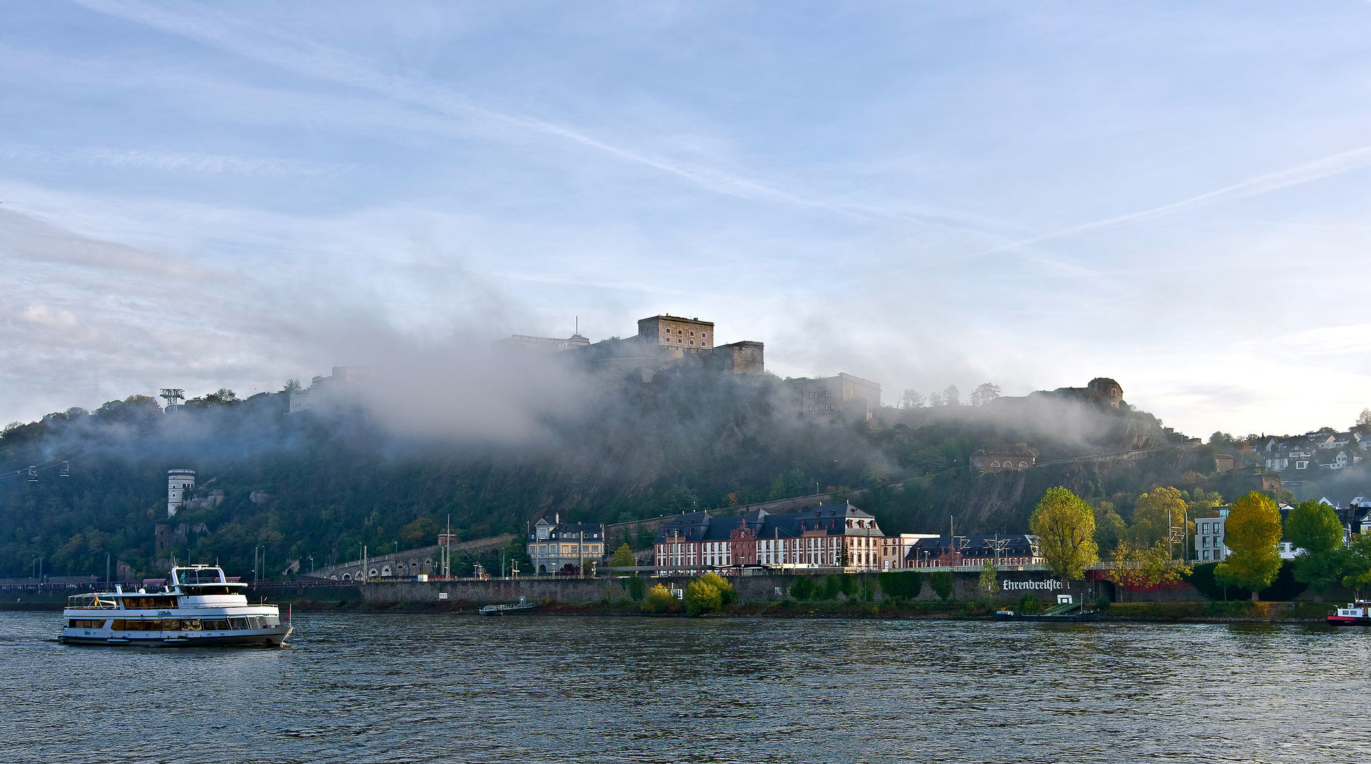 Oktobernebel, Festung Ehrenbreitstein, Koblenz