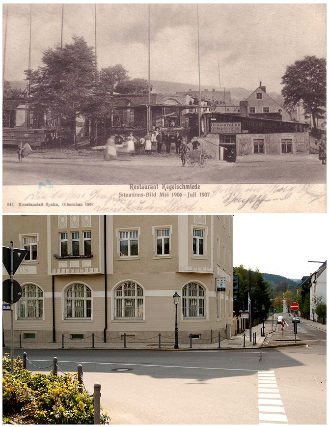Olbernhau Rathaus 1906 und Heute