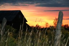 old barn at sunrise