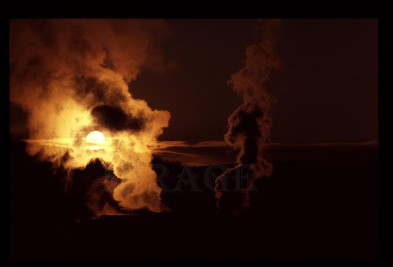 Old Faithful at Sunset