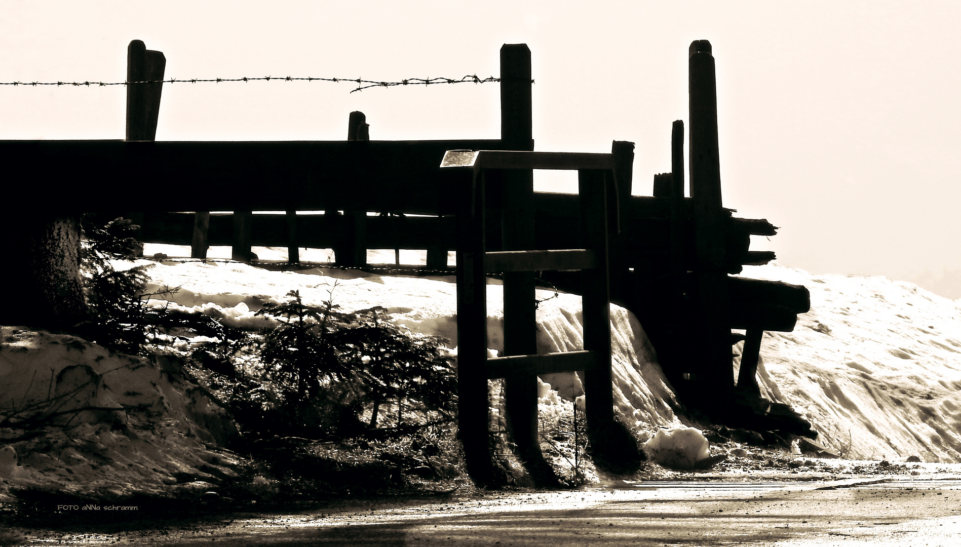 old fence in the backlight