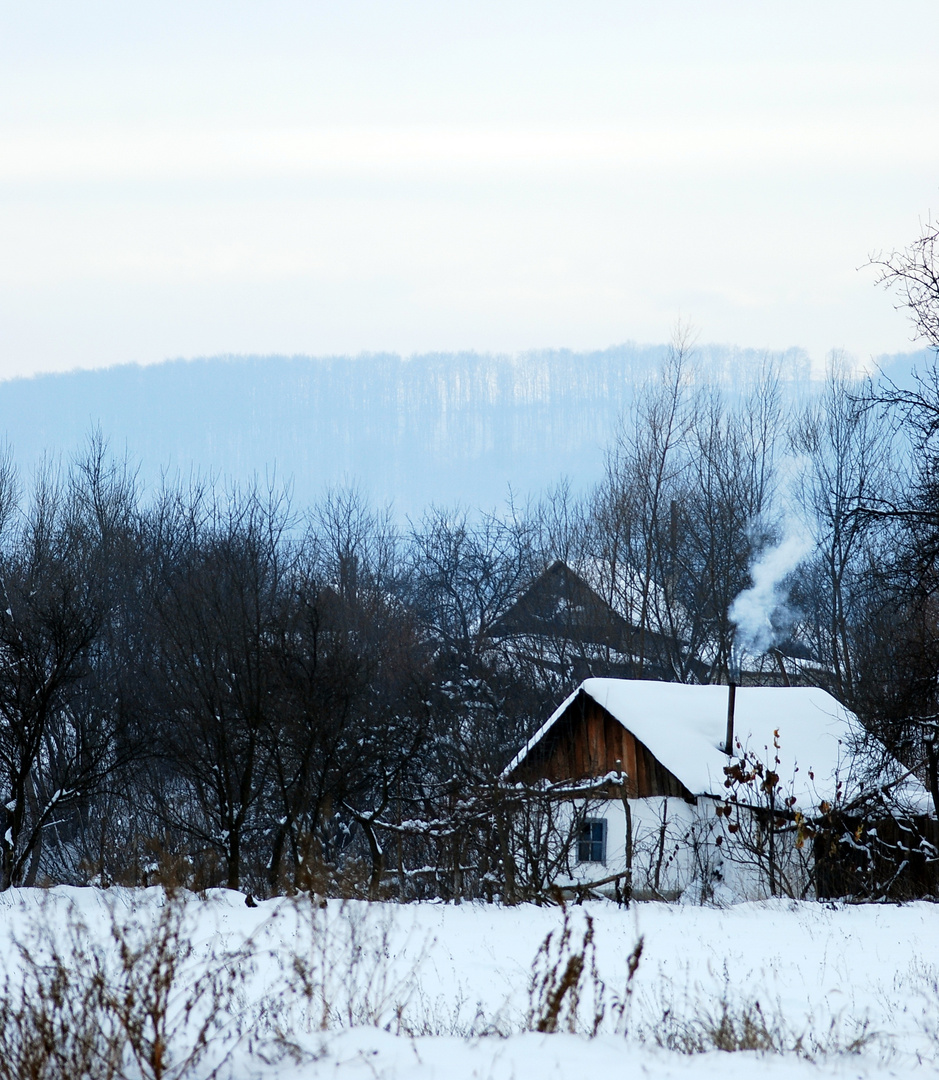 Old house in snow