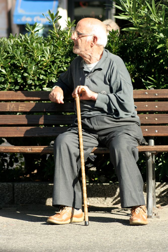 Old Italian Man with Stick in Tropea