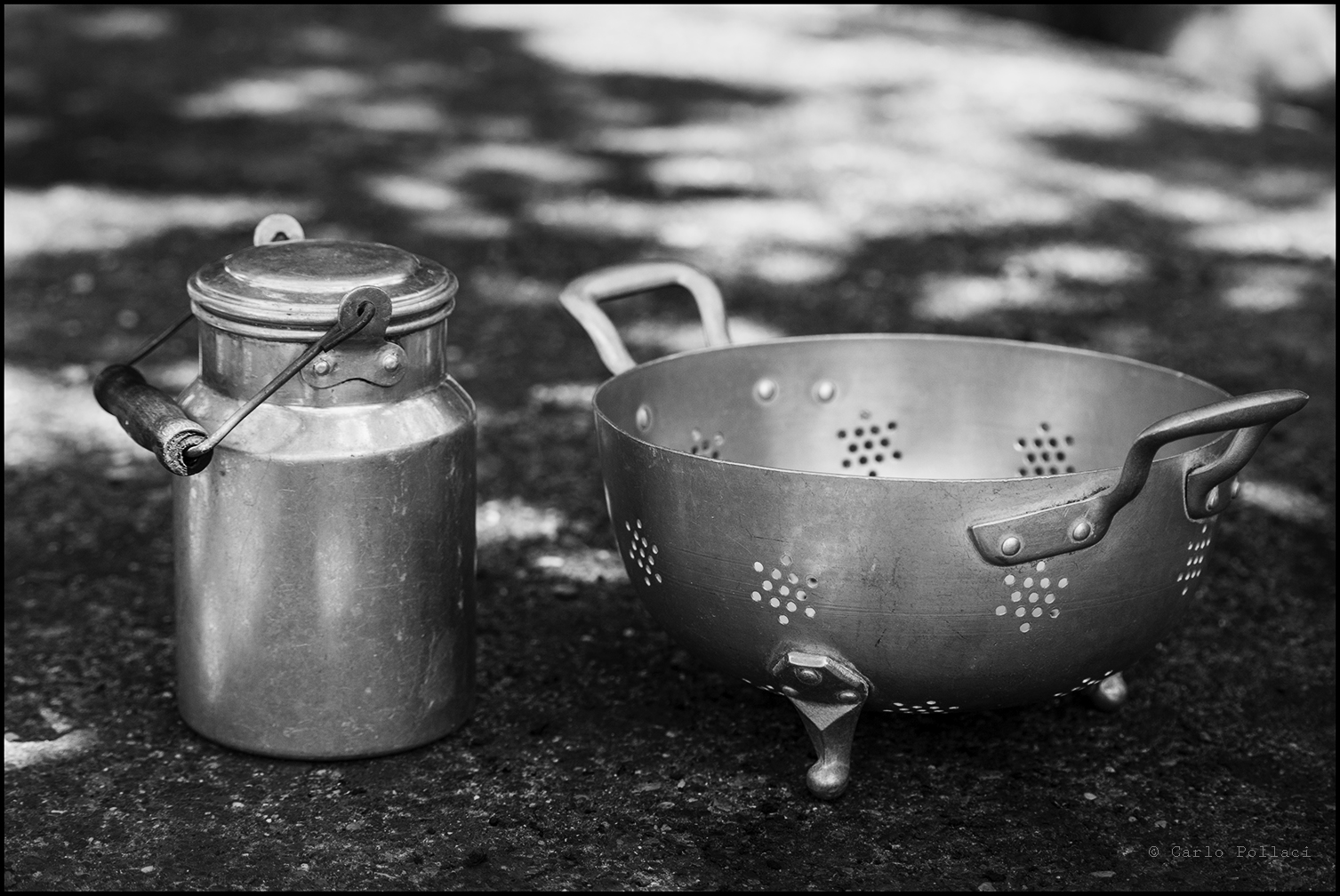 Old kitchen utensils in aluminum