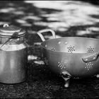 Old kitchen utensils in aluminum