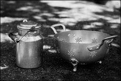 Old kitchen utensils in aluminum