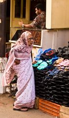 Old lady at the bazar in Trivandrum